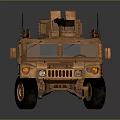 Rustic Brown Military Style Utility Vehicle Featuring Roof Mounted Gear And Large Wheels