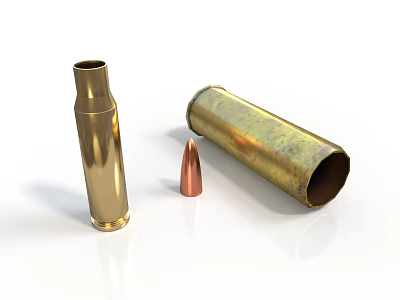 Weapon Bullet Components With Brass Casing Copper Head And Metal Shell 3d model