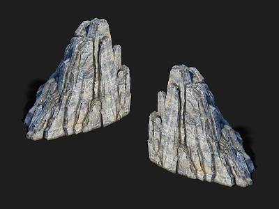Natural Stone Wood Double Decorative Sculptures With Textured Gray Surface 3d model