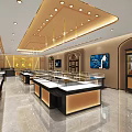 Luxury Jewelry Store Interior With Display Counters And Modern Lighting 3d model