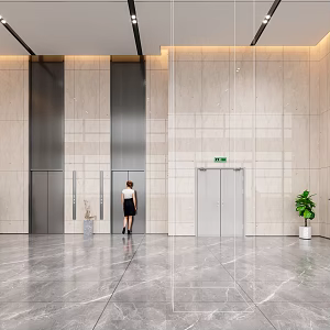 Office aisle man 3d model
