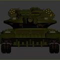 Green Military Tank Vehicle With Long Cannon And Heavy Tracks Design
