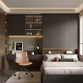 Modern Tatami Bedroom Interior Design With Desk Chair Window Blinds And Cozy Bedding