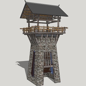 Chinese-style Watchtower Bouyei Landscape Tower 3d model