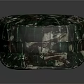 Camouflage Military Style Hat With Green Brown Pattern And Flat Top Design