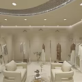 Modern Sinshine Haute Couture Clothing Store With Clothing Racks Marble Floor And Green Plants