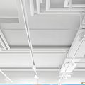 Industrial Ceiling Mechanical Pipes With Metal Supports And Structural Layout
