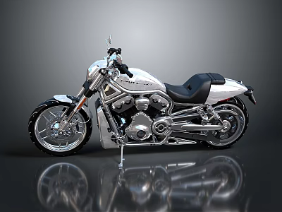Sleek Modern Motorcycle With Silver Body Black Seat And Shiny Engine On Reflective Surface 3d model
