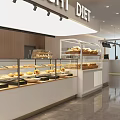 Sweet Dessert Shop Interior With Glass Display Cases And Fresh Pastries