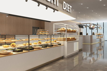 Modern bakery light food Nakajima service desk two 3d model