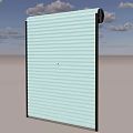 Three Light Blue Sliding Doors Installed On White Tile Commercial Building Exterior