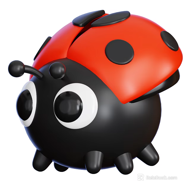 Cute Flying Ladybug With Red Elytra Black Spots And Large Eyes 3d model