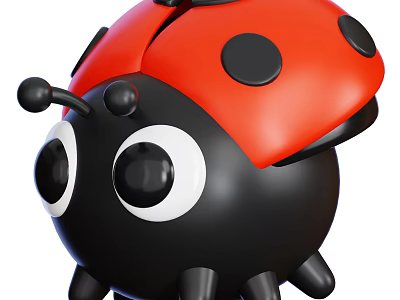 Cute Flying Ladybug With Red Elytra Black Spots And Large Eyes 3d model