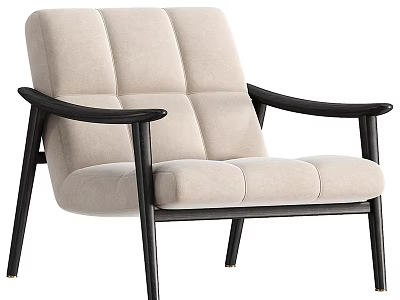 Modern Beige Accent Chair With Black Wooden Armrests And Legs Design 3d model