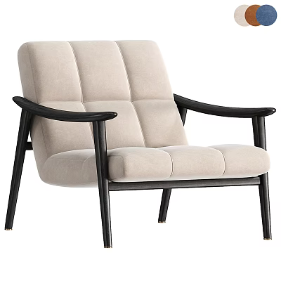 Modern Beige Accent Chair With Black Wooden Armrests And Legs Design 3d model
