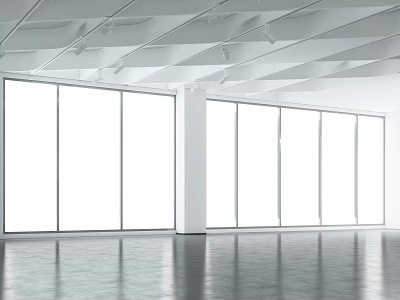Spacious Modern Interior With Large Windows White Ceiling And Sleek Floor 3d model