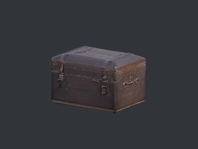 Elegant Jewelry Storage In Antique Wooden Trunk With Metal Clasps And Hinges 3d model