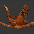 Handcrafted Orange Dinosaur Rocking Chair Sculpture With Artistic Textured Design