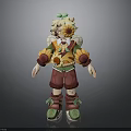 3D Cartoon Character Design With Sunflower Elements Yellow Hair Green Bow And Red Shorts