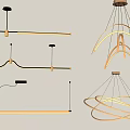 Modern Contemporary Pendant Lights With Curved Linear And Geometric Design Elements 3d model