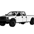 Ford Black Pickup Truck With Double Cab Off Road Tires And Side Steps
