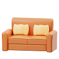 Orange Double Sofa With Two Yellow Cushions For Living Room Decor