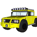 Yellow Off Road Car With Roof Mounted Lights Large Black Tires And Sturdy Design
