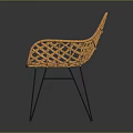 Modern Orange Woven Leisure Chair With Ergonomic Backrest And Metal Legs
