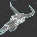 Cow Skull With Curved Horns Natural Texture Isolated On Dark Background