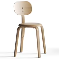 Modern Minimalist Solid Wood Dining Chair With Round Backrest And Curved Legs Design