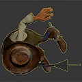Cartoon Cowboy Character With Brown Hat Red Bandana Orange Skin Blue Jeans And Revolver Pointing