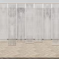 Elegant Modern Blinds With Bamboo Leaf Pattern And Wooden Lattice Sides On Herringbone Wood Flooring