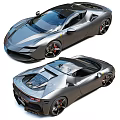 Silver Luxury Sports Car With Sleek Aerodynamic Body And Convertible Top Design