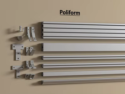 Poliform Metal Furniture Components Featuring Rails And Brackets 3d model