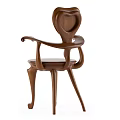 Unique Wooden Leisure Chair Featuring Curved Armrests And Artistic Leg Design