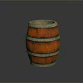 Red Decorative Wooden Barrel With Metal Hoops For Household Storage And Home Decor