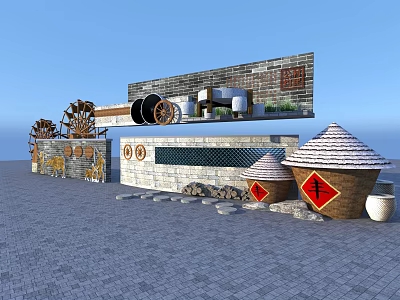 New Chinese Style Landscape Wall Country Famous Custom Landscape Wall 3d model