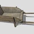 Vintage Rustic Wooden Wheelbarrow With Sturdy Structure And Large Wooden Wheel Design