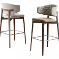 Modern Fabric Upholstered Bar Stools With Solid Wood Legs For Kitchen Counter And Home Bar