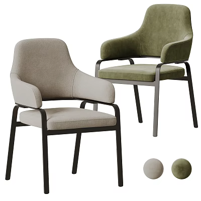 Modern Leisure Chairs In Light Gray Green Upholstered Seats With Metal Frames And Round Cushions 3d model