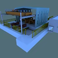 Industrial Equipment Facility With Building Structure Large Mechanical Components And Fencing