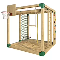 Wooden Playground Equipment With Swing Climbing Net Ladder Rock Climbing Wall Basketball Hoop And Sandpit