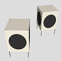Modern Square Table Lamps With White Body Black Circular Panels And Thin Metal Legs