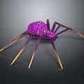 3D Rendered Purple Spider Character With Golden Patterned Legs And Vibrant Body Design