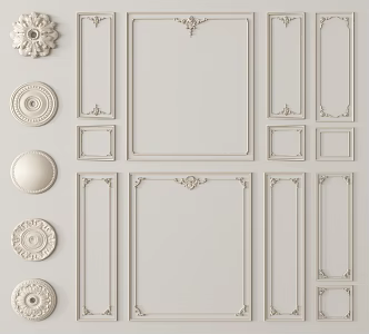 French plaster line plaster component carved lamp panel 3d model
