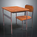 Vintage Wooden Table And Metal Chair Furniture Set For Home Use