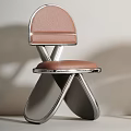POLIFORM Modern Dining Chairs With Pink Leather Seat And Chrome Cross Leg Frame Design