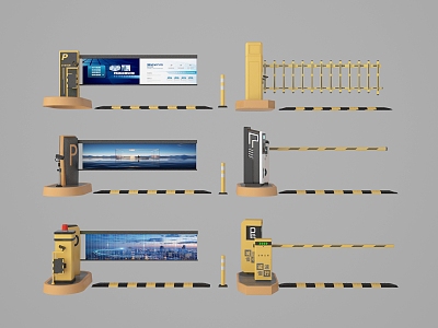 Parking pole Toll pole Parking lot entrance gate 3d model