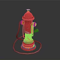 Industrial Equipment Red Fire Hydrant With Silver Chain And Metal Base