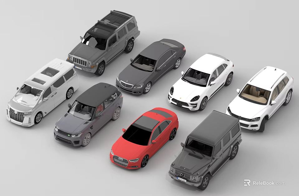Various Types Of Cars Including SUV Sedan And Van In Multiple Colors 3d model 